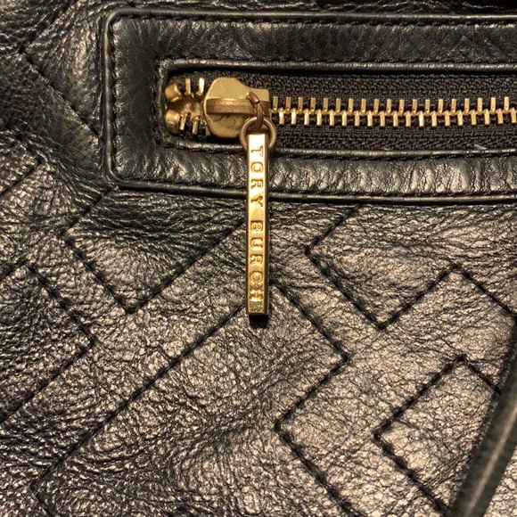 Tory Burch black buttery leather backpack 14" wide by 13" tall - Picture 5 of 7